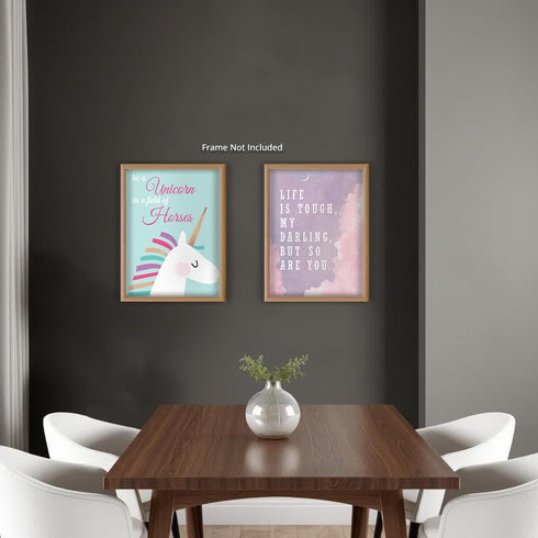 Posterizer 2 pcs-Paster Girly Unicorn Fun Inspiring Sayings-Comedy Art-Motivational & Inspirational Art-Gift for Girls, Boys, Teens-decor for Girl...